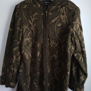 Vintage Leslie Fay Green/Brown blazer size XL 100% Acrilyc